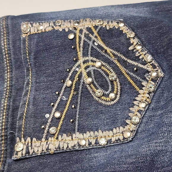 Live Hard Play Hard Embellished Bling Western Cow Girl Boot Cut Jeans - Picture 8 of 10